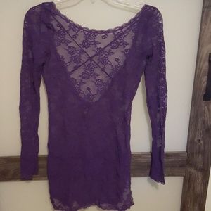 victoria secret high neck, criss cross back sheer